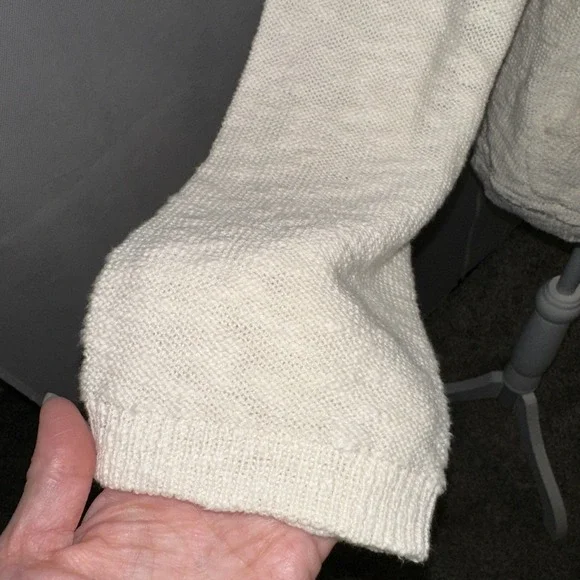 Lucky Brand Sweater Womens Small Cream Knit Hoodie Pullover Casual Pocket - Picture 4 of 11